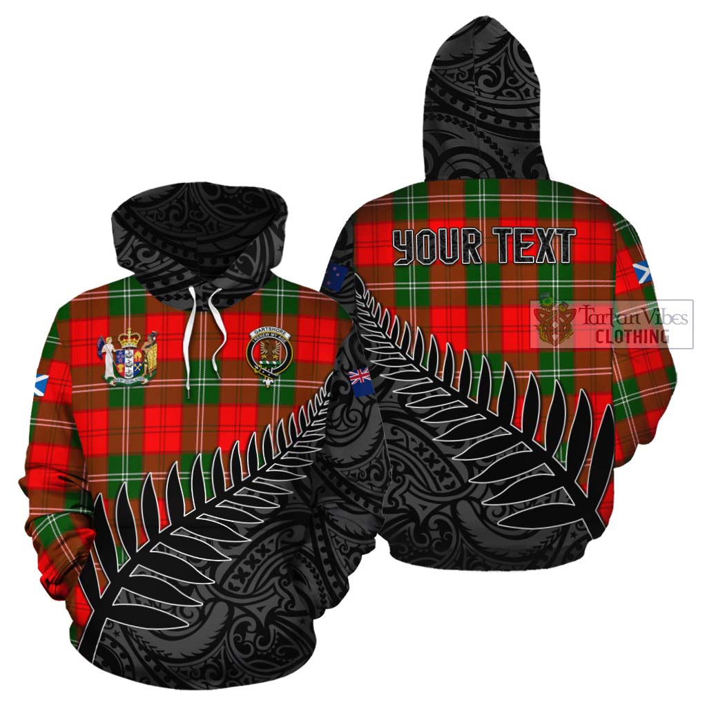 Tartan Vibes Clothing Gartshore Crest Tartan Cotton Hoodie with New Zealand Silver Fern Half Style