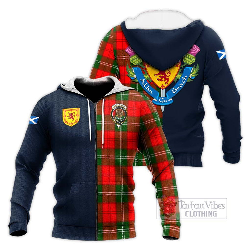 Gartshore Tartan Knitted Hoodie Alba with Scottish Lion Royal Arm Half Style Unisex Knitted Zip Hoodie - Tartan Vibes Clothing