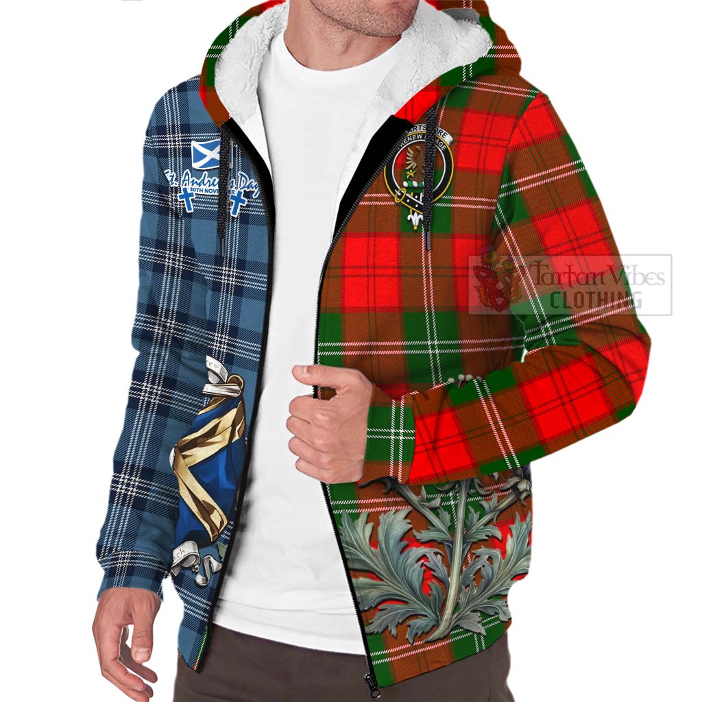 Gartshore Tartan Sherpa Hoodie Happy St. Andrew's Day Half Tartan Style Unisex - Tartan Vibes Clothing