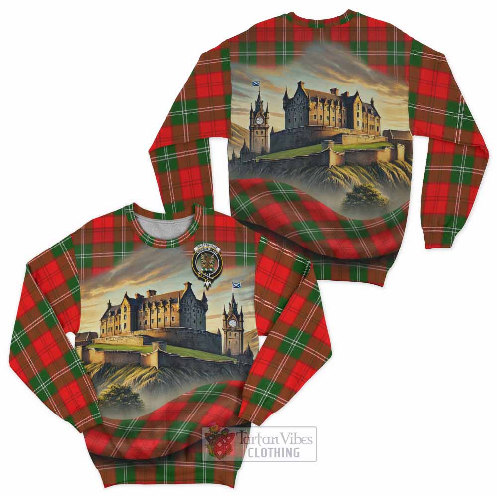 Gartshore Tartan Family Crest Sweatshirt with Scottish Ancient Castle Style - Tartan Vibes Clothing