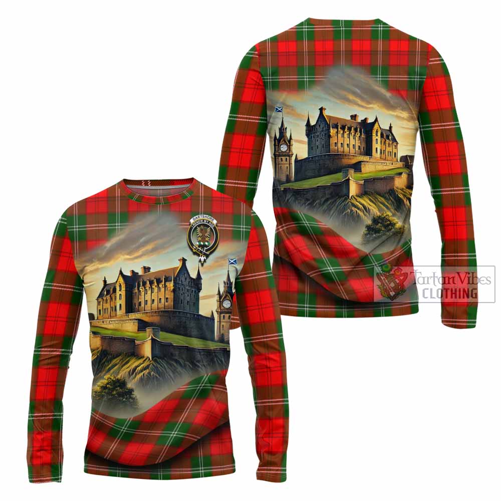 Gartshore Tartan Family Crest Long Sleeve T-Shirt with Scottish Ancient Castle Style - Tartan Vibes Clothing
