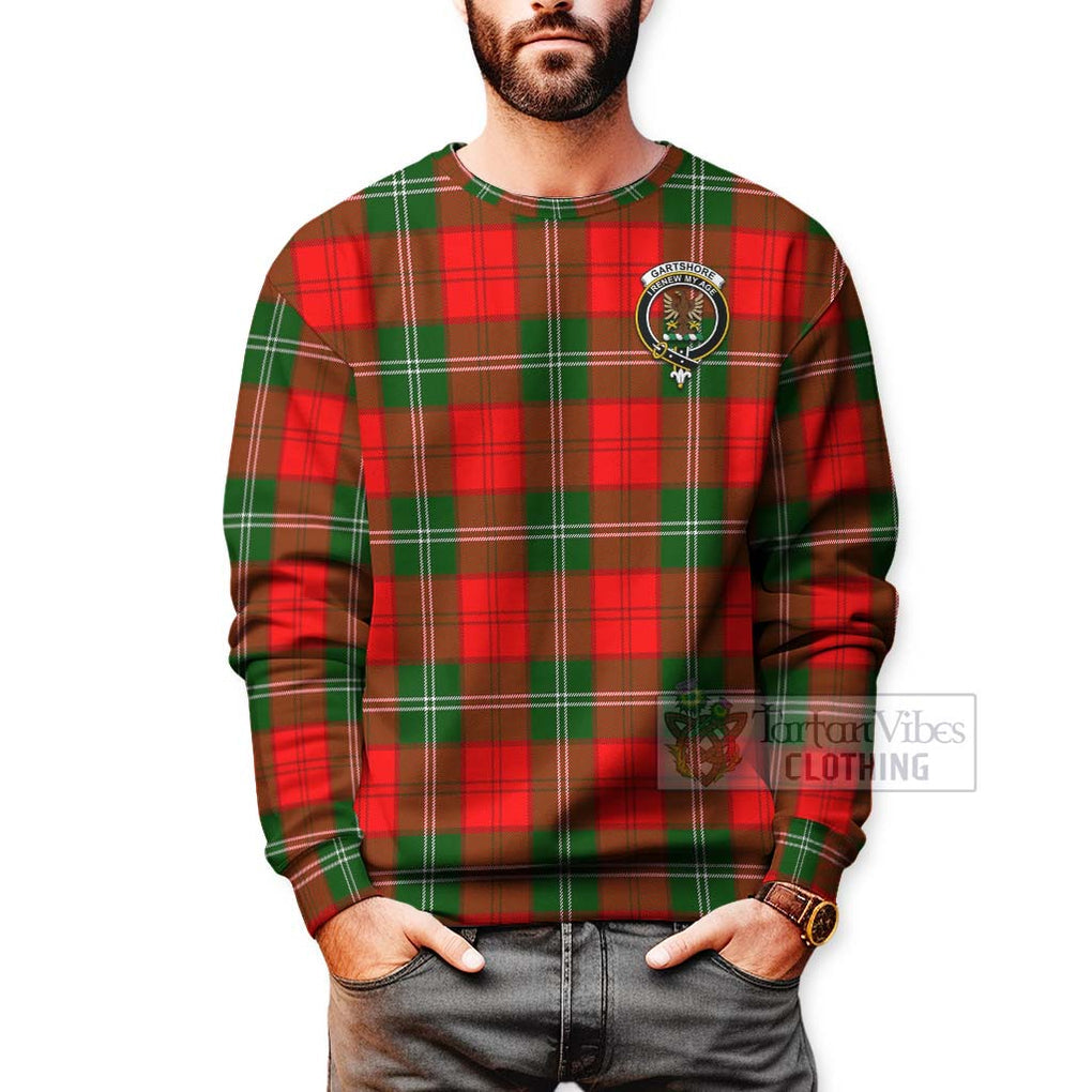 Gartshore Tartan Sweatshirt with Family Crest Celtic Skull Style - Tartan Vibes Clothing
