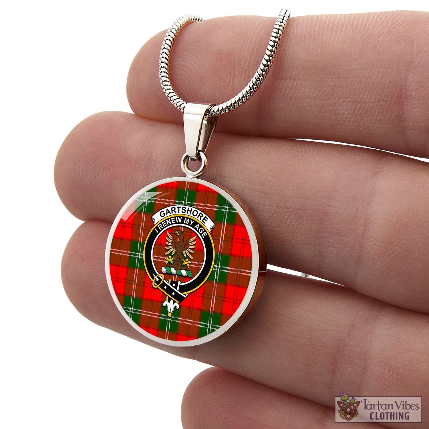 Gartshore Tartan Circle Necklace with Family Crest - Tartan Vibes Clothing