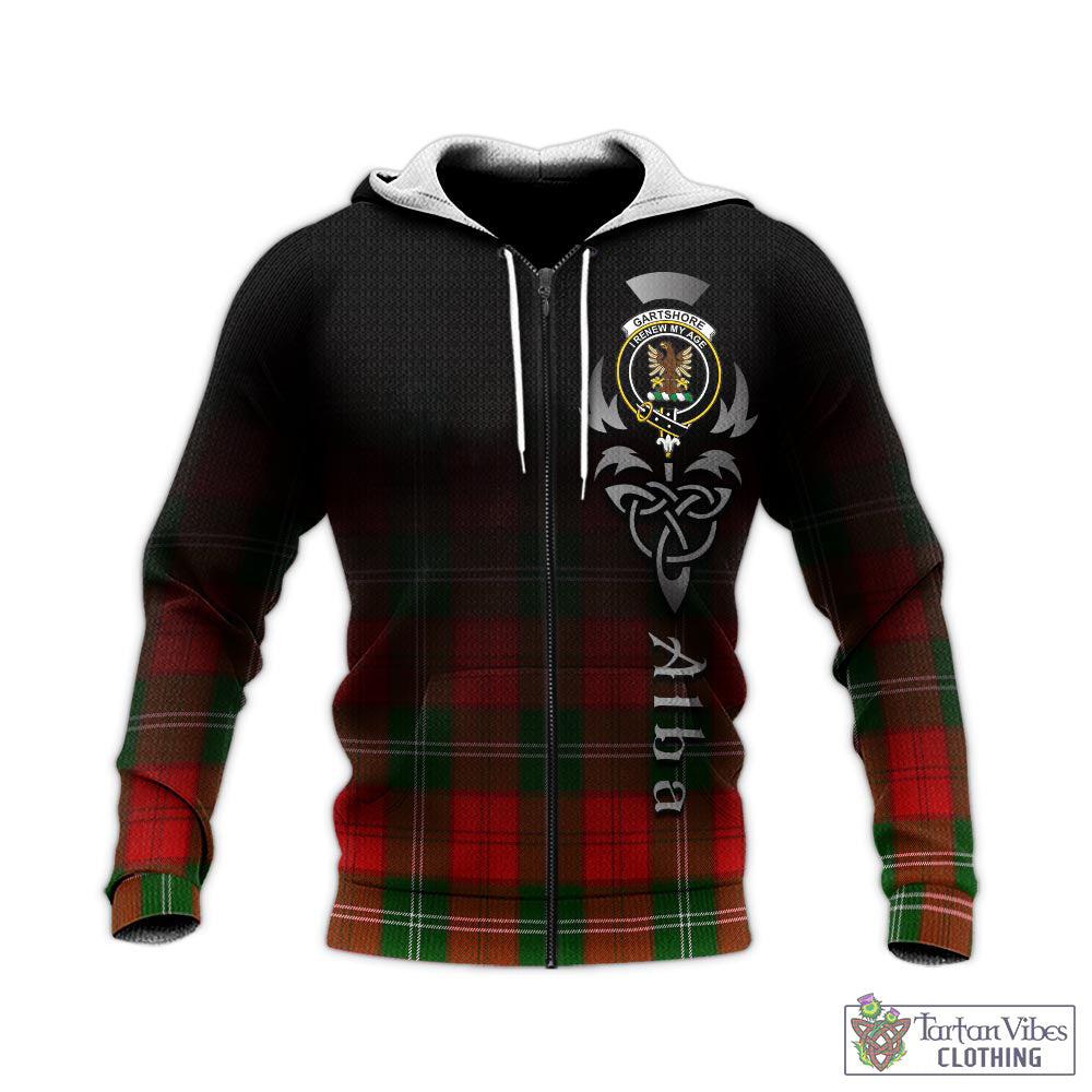 Gartshore Tartan Knitted Hoodie Featuring Alba Gu Brath Family Crest Celtic Inspired - Tartan Vibes Clothing