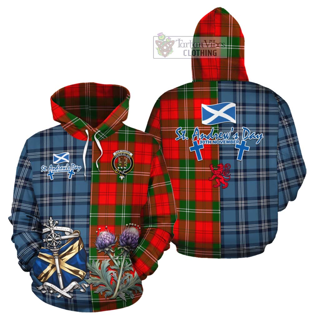 Gartshore Tartan Cotton Hoodie Happy St. Andrew's Day Half Tartan Style Zip Hoodie - Tartan Vibes Clothing