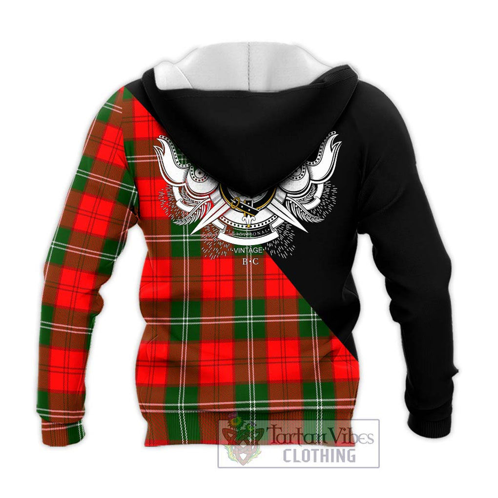 Gartshore Tartan Knitted Hoodie with Family Crest and Military Logo Style - Tartan Vibes Clothing