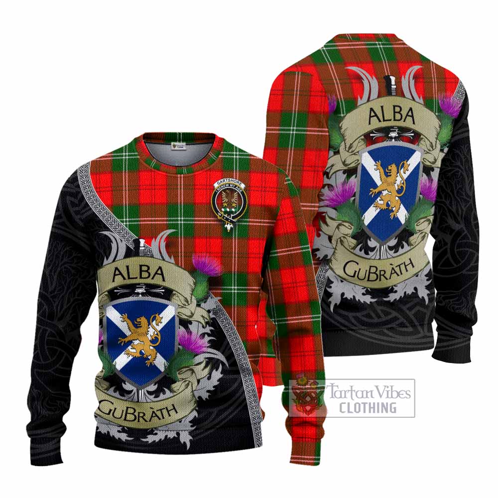 Gartshore Tartan Family Crest Knitted Sweater Lion Rampant Royal Thistle Shield Celtic Inspired - Tartan Vibes Clothing