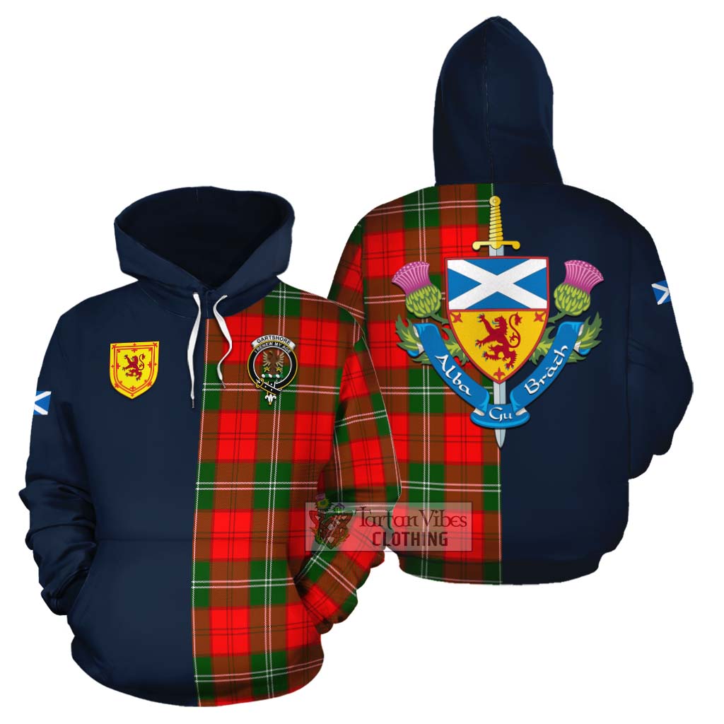 Gartshore Tartan Cotton Hoodie Alba with Scottish Lion Royal Arm Half Style Zip Hoodie - Tartan Vibes Clothing