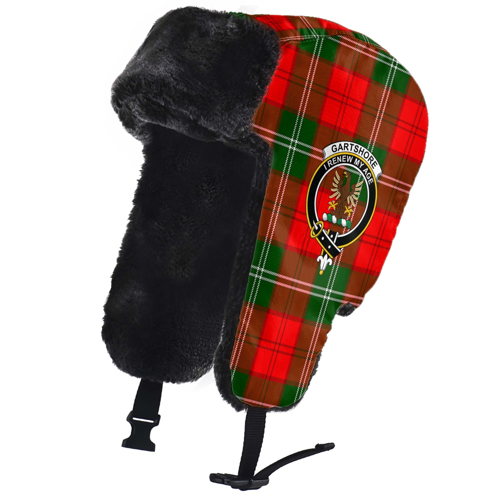 Gartshore Tartan Winter Trapper Hat with Family Crest - Tartan Vibes Clothing