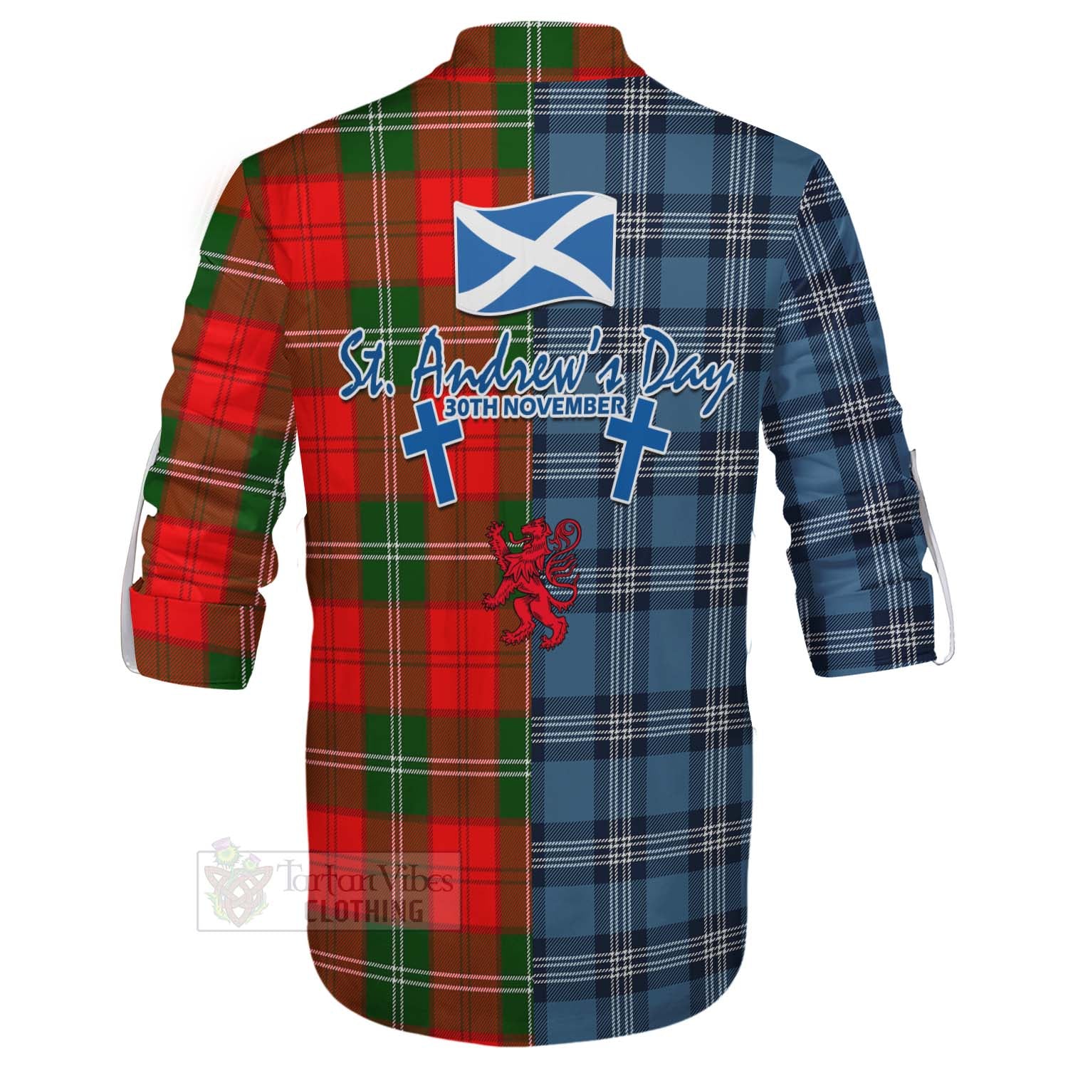 Gartshore Tartan Ghillie Kilt Shirt Happy St. Andrew's Day Half Tartan Style - Tartan Vibes Clothing