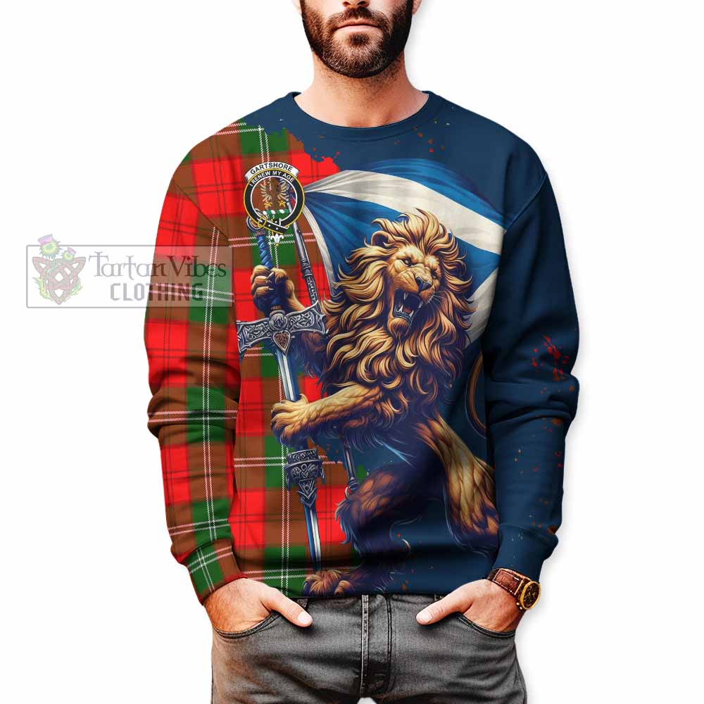 Gartshore Tartan Family Crest Sweatshirt with Scottish Majestic Lion - Tartan Vibes Clothing