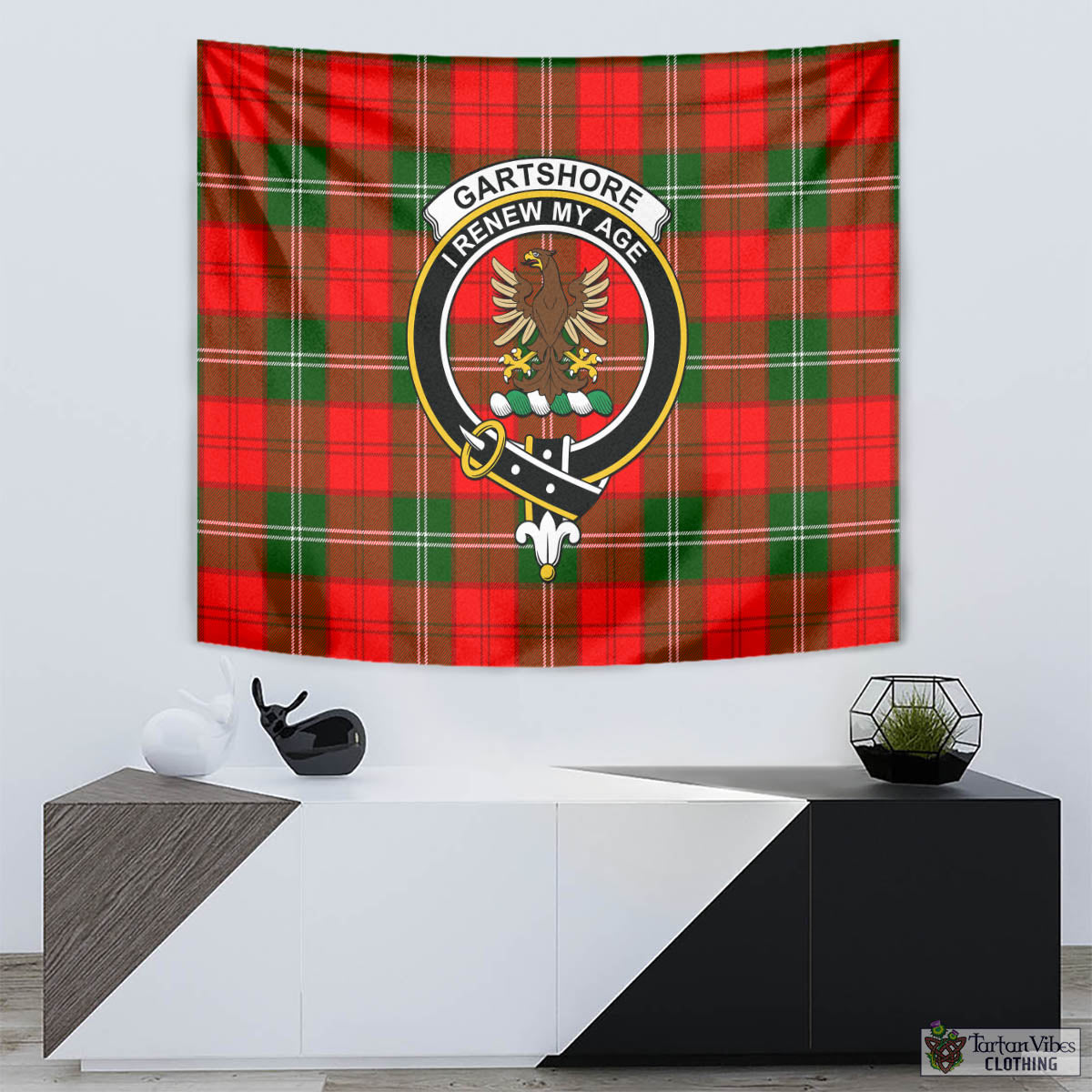 Gartshore Tartan Tapestry Wall Hanging and Home Decor for Room with Family Crest - Tartan Vibes Clothing