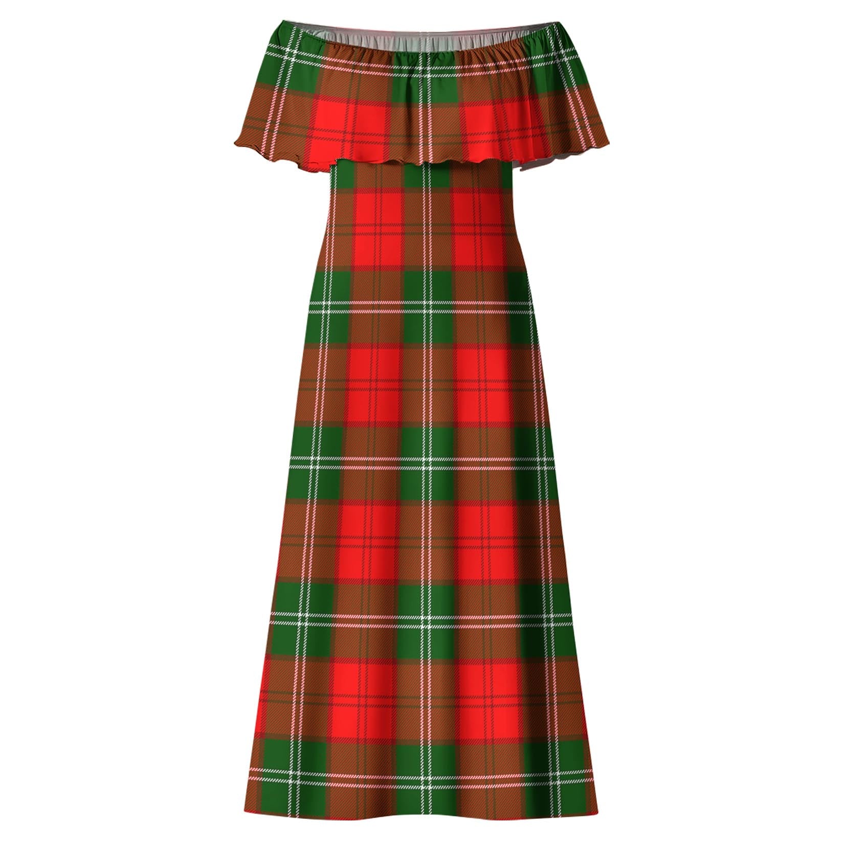 Gartshore Tartan Off Shoulder Long Dress - Tartan Vibes Clothing