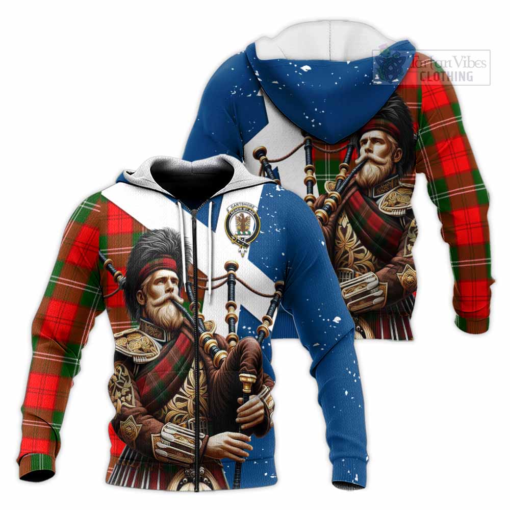 Gartshore Tartan Knitted Hoodie with Family Crest Scottish Bagpiper Vibes Unisex Knitted Zip Hoodie - Tartan Vibes Clothing