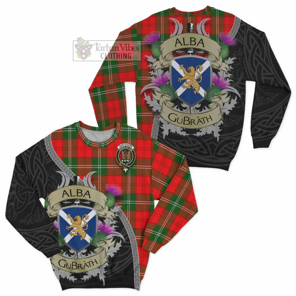 Gartshore Tartan Family Crest Sweatshirt Lion Rampant Royal Thistle Shield Celtic Inspired - Tartan Vibes Clothing