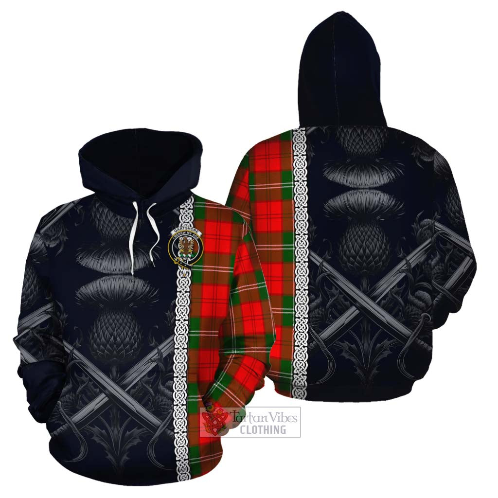 Gartshore Tartan Cotton Hoodie with Family Crest Cross Sword Thistle Celtic Vibes - Tartan Vibes Clothing