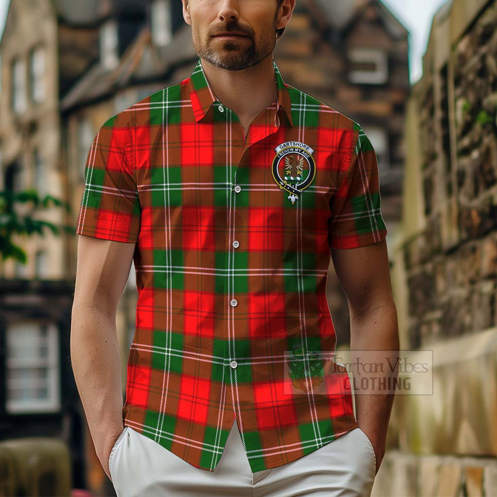 Gartshore Tartan Hawaiian Shirt with Family Crest Celtic Skull Style - Tartan Vibes Clothing