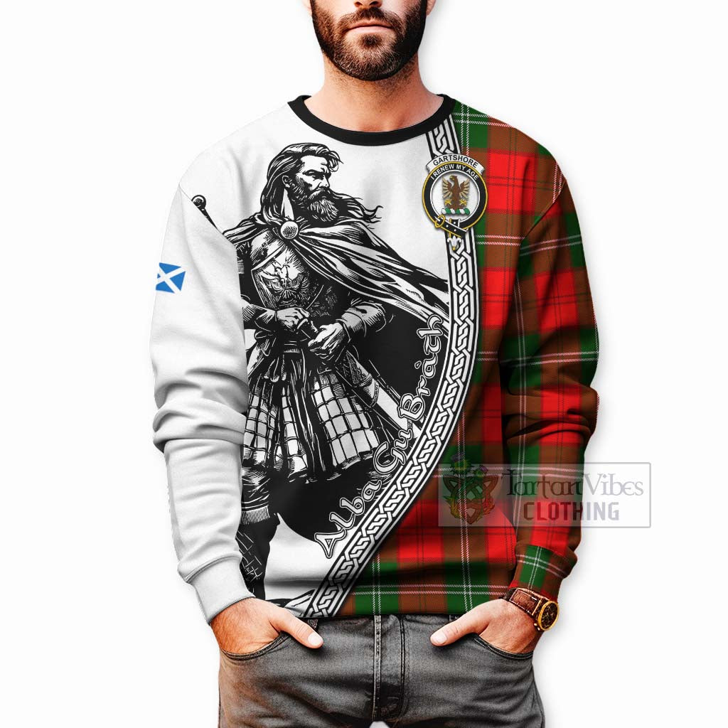 Gartshore Tartan Clan Crest Sweatshirt with Highlander Warrior Celtic Style - Tartan Vibes Clothing