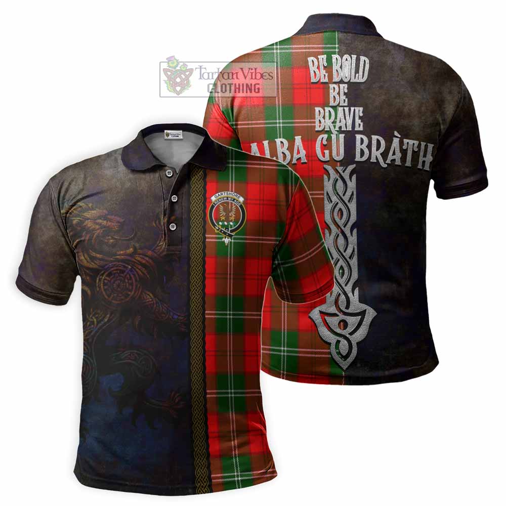 Gartshore Tartan Family Crest Polo Shirt Alba Gu Brath Be Brave Lion Ancient Style - Tartan Vibes Clothing