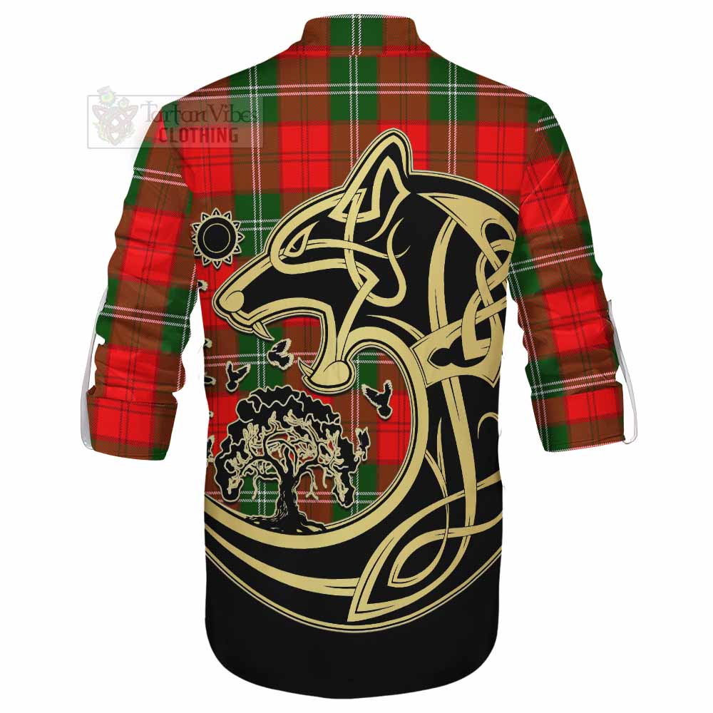 Gartshore Tartan Ghillie Kilt Shirt with Family Crest Celtic Wolf Style - Tartan Vibes Clothing
