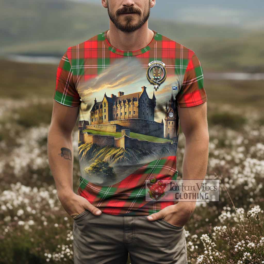 Tartan Vibes Clothing Gartshore Tartan Family Crest T-Shirt with Scottish Ancient Castle Stype