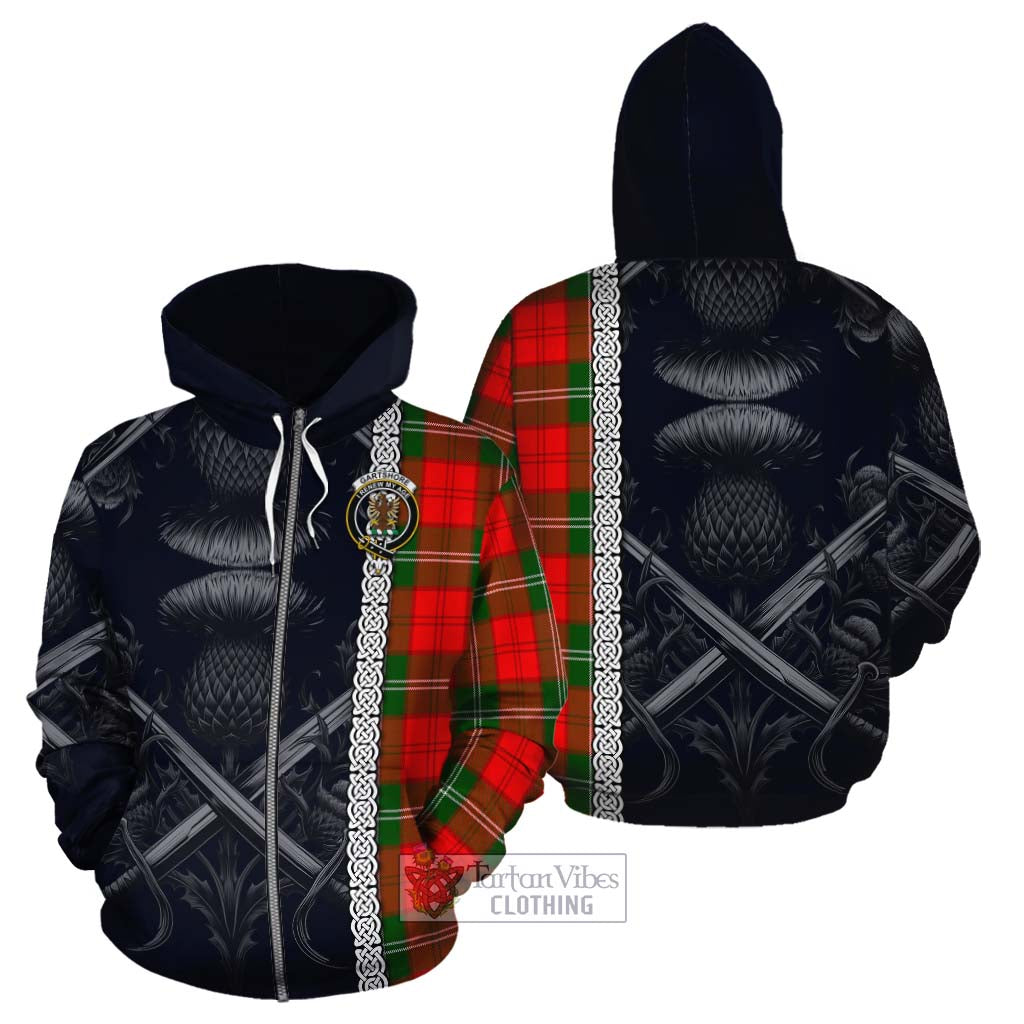 Gartshore Tartan Cotton Hoodie with Family Crest Cross Sword Thistle Celtic Vibes Zip Hoodie - Tartan Vibes Clothing