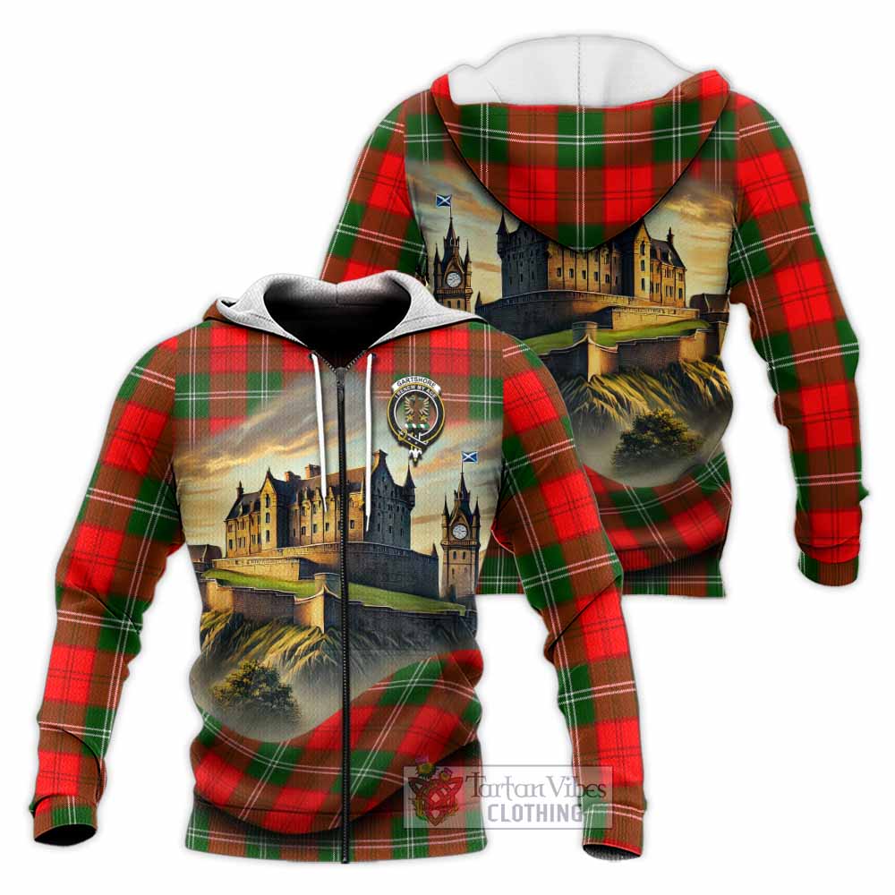 Gartshore Tartan Family Crest Knitted Hoodie with Scottish Ancient Castle Style Unisex Knitted Zip Hoodie - Tartan Vibes Clothing