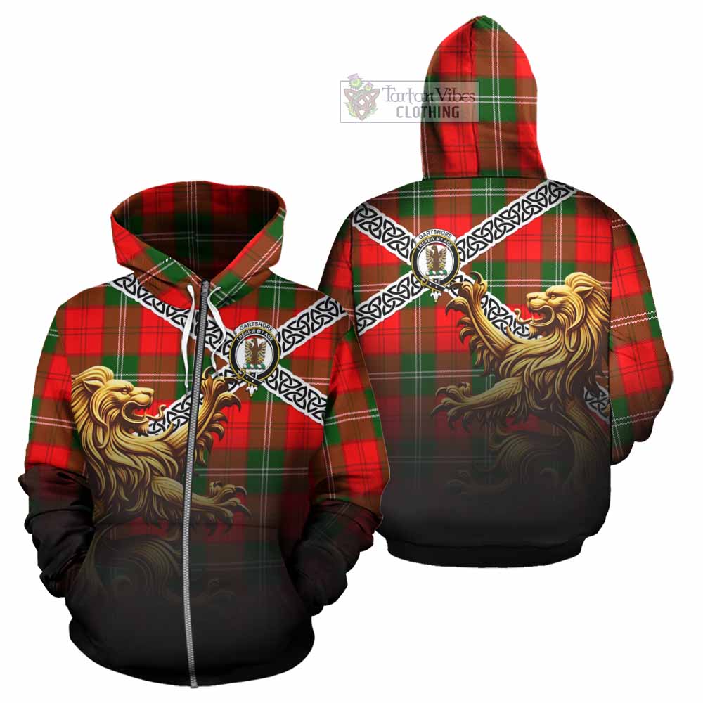 Gartshore Crest Tartan Hoodie with Golden Lion Emblem Celtic Style Zip Hoodie - Tartan Vibes Clothing