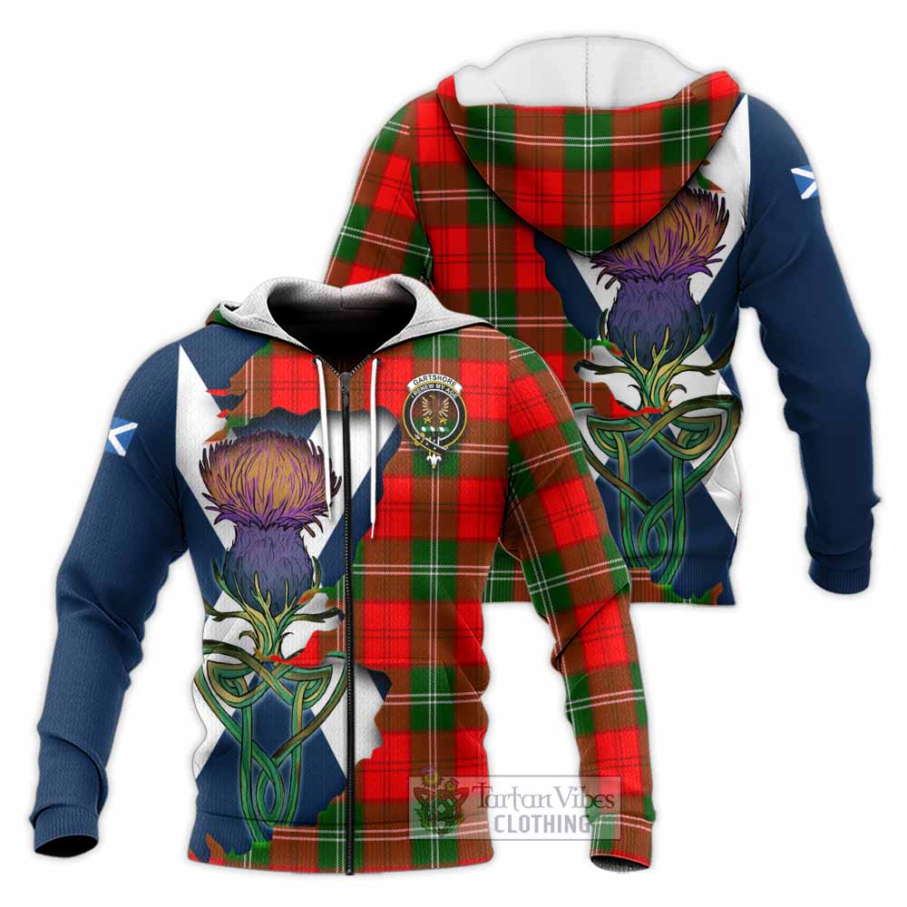 Gartshore Tartan Family Crest Knitted Hoodie Scottish Thistle Celtic Inspired Unisex Knitted Zip Hoodie - Tartan Vibes Clothing
