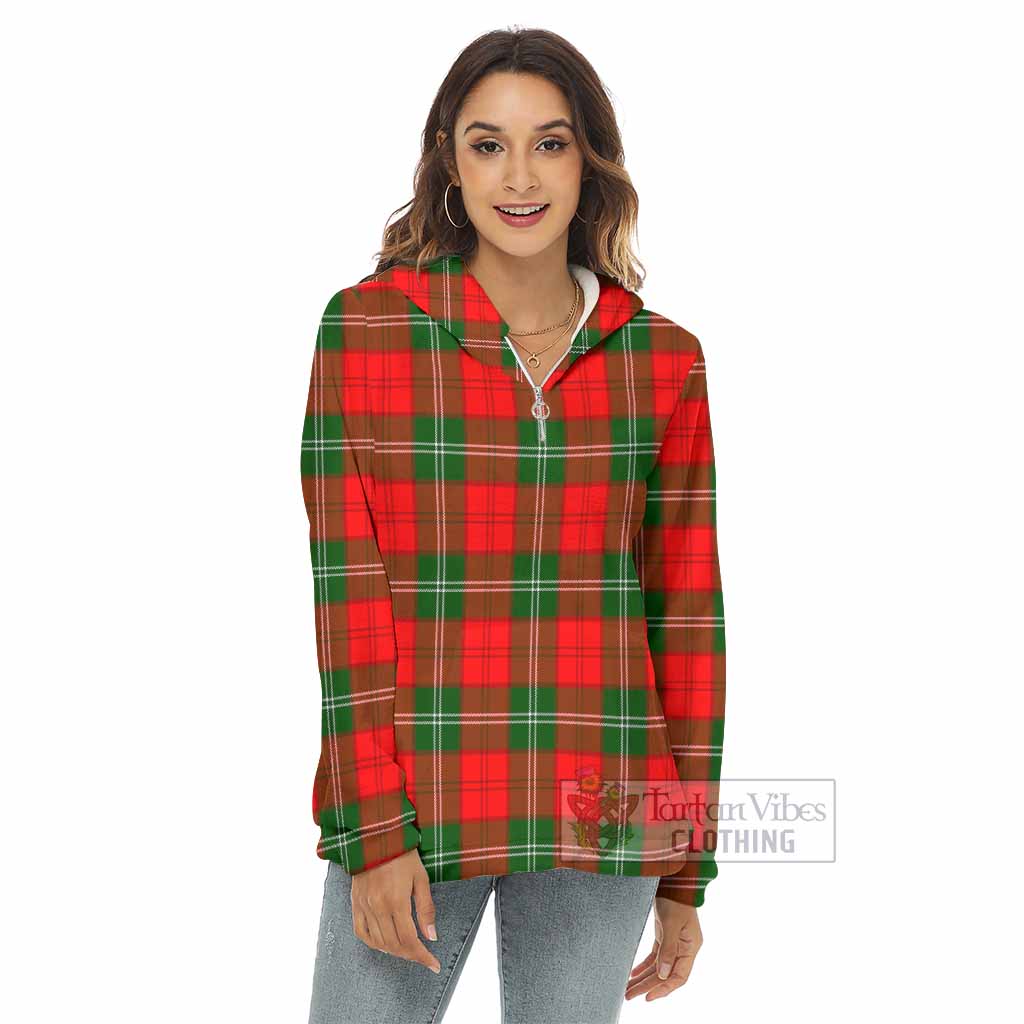 Gartshore Tartan Women's Borg Fleece Hoodie with Half Zip - Tartan Vibes Clothing