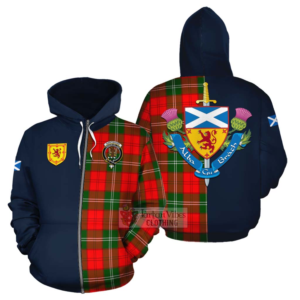 Gartshore Tartan Cotton Hoodie Alba with Scottish Lion Royal Arm Half Style - Tartan Vibes Clothing