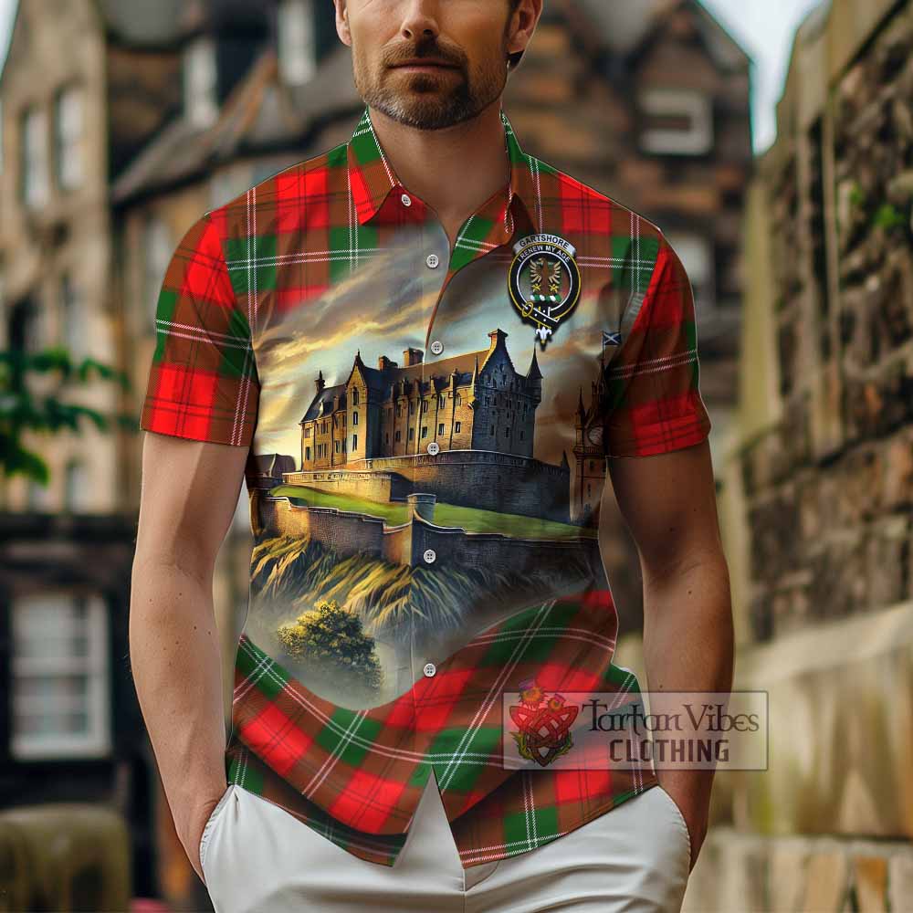 Gartshore Tartan Family Crest Hawaiian Shirt with Scottish Ancient Castle Style - Tartan Vibes Clothing