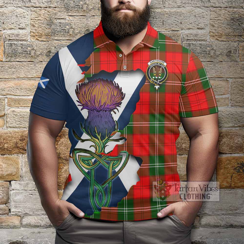 Gartshore Tartan Family Crest Polo Shirt Scottish Thistle Celtic Inspired - Tartan Vibes Clothing