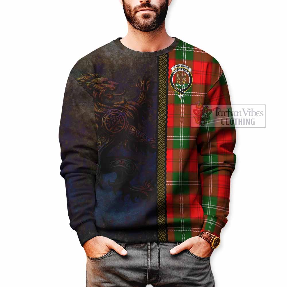 Gartshore Tartan Family Crest Sweatshirt Alba Gu Brath Be Brave Lion Ancient Style - Tartan Vibes Clothing