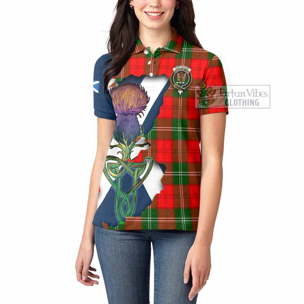 Gartshore Tartan Family Crest Women's Polo Shirt Scottish Thistle Celtic Inspired - Tartan Vibes Clothing