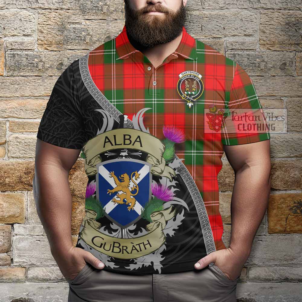 Gartshore Tartan Family Crest Polo Shirt Lion Rampant Royal Thistle Shield Celtic Inspired - Tartan Vibes Clothing