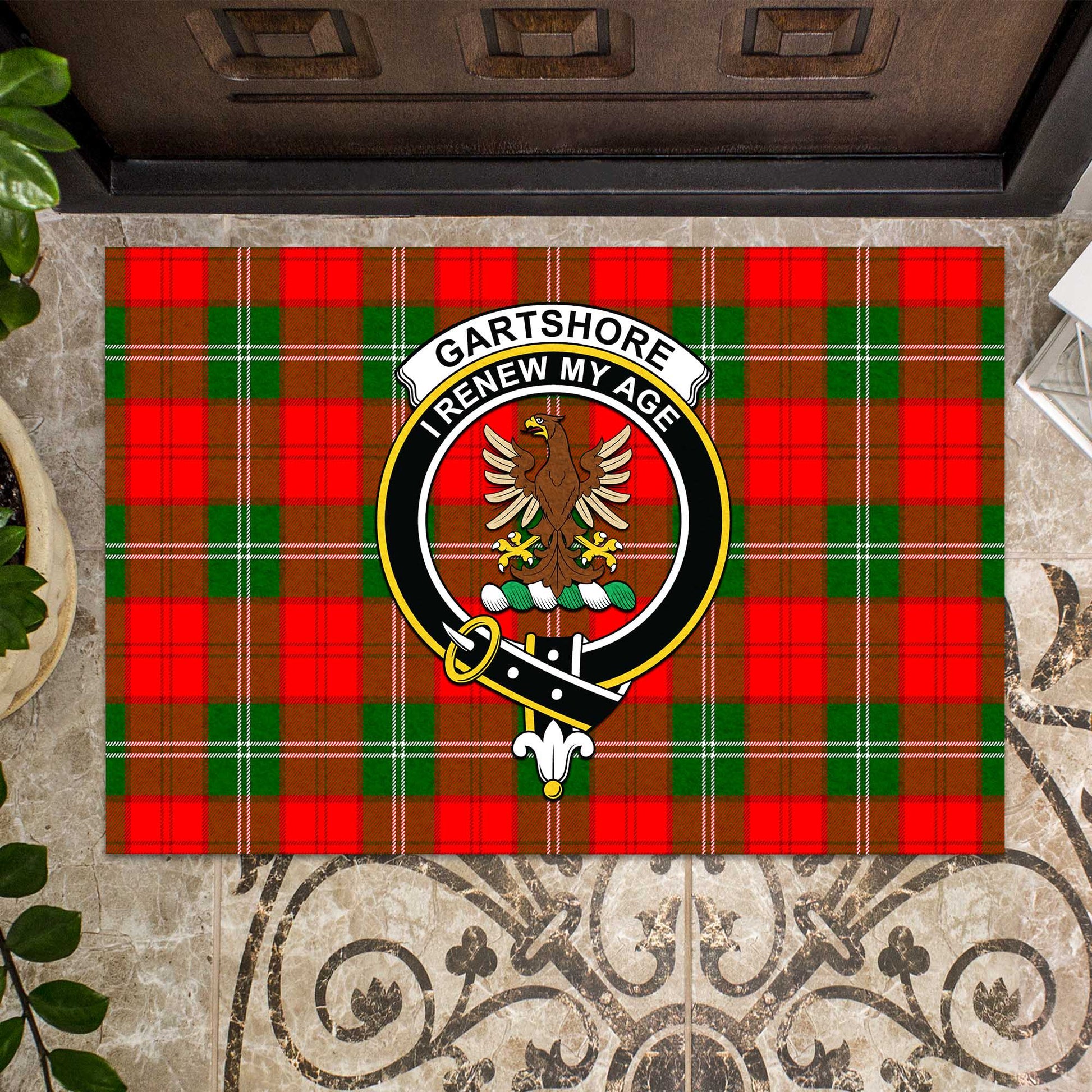 Gartshore Tartan Rubber Doormat with Family Crest - Tartan Vibes Clothing