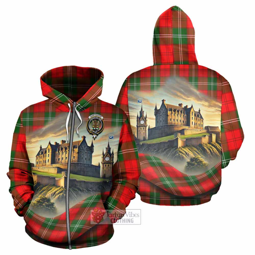 Gartshore Tartan Family Crest Hoodie with Scottish Ancient Castle Style Zip Hoodie - Tartan Vibes Clothing
