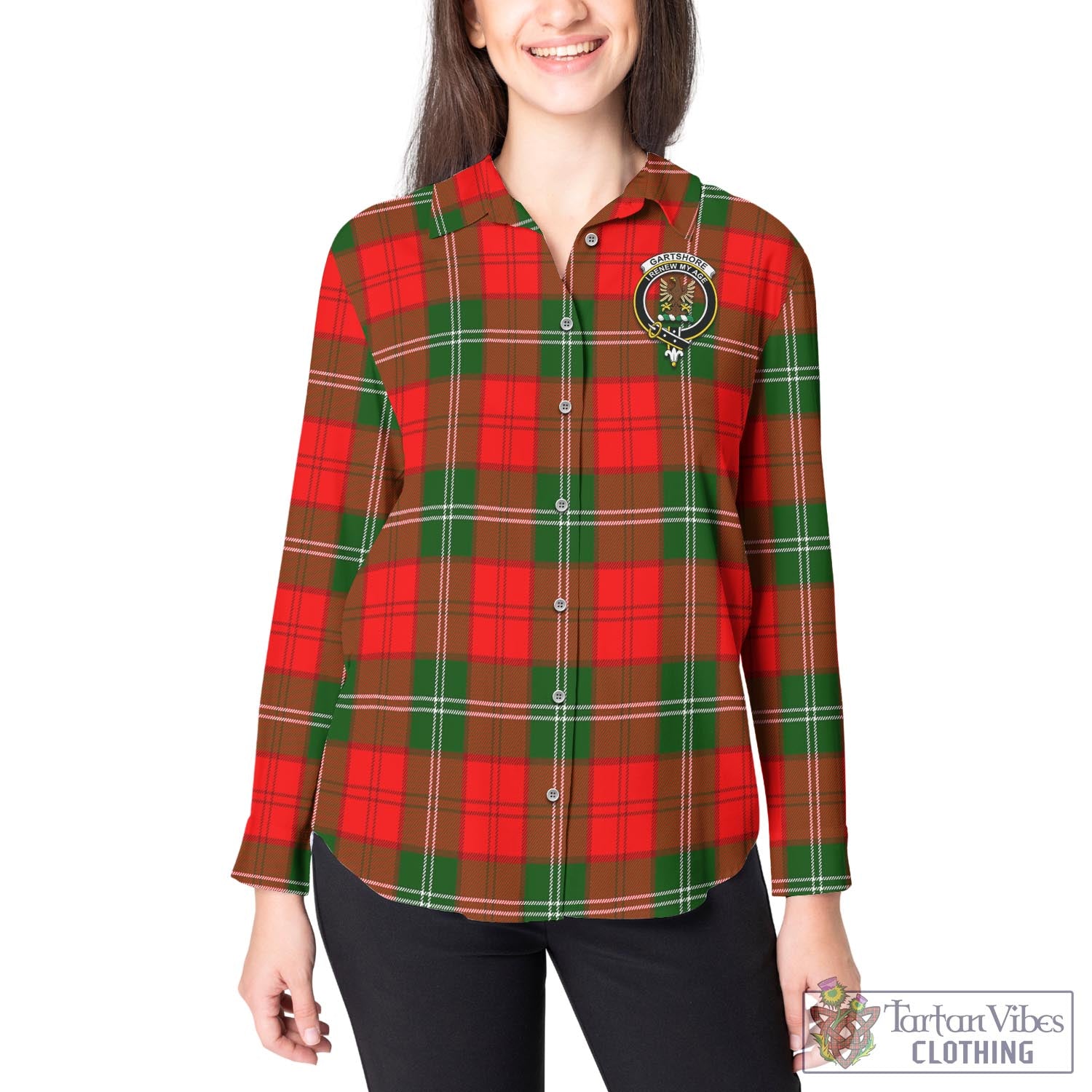 Gartshore Tartan Women's Casual Shirt with Family Crest - Tartan Vibes Clothing