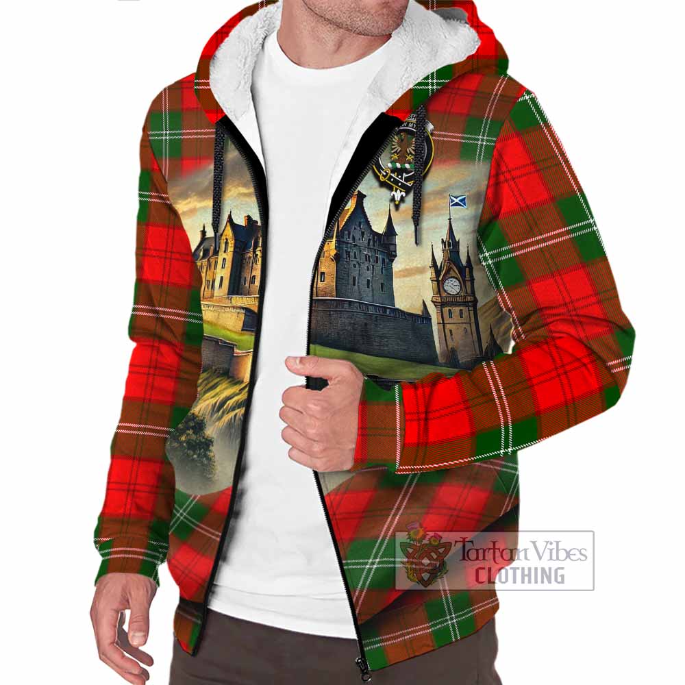 Gartshore Tartan Family Crest Sherpa Hoodie with Scottish Ancient Castle Style - Tartan Vibes Clothing