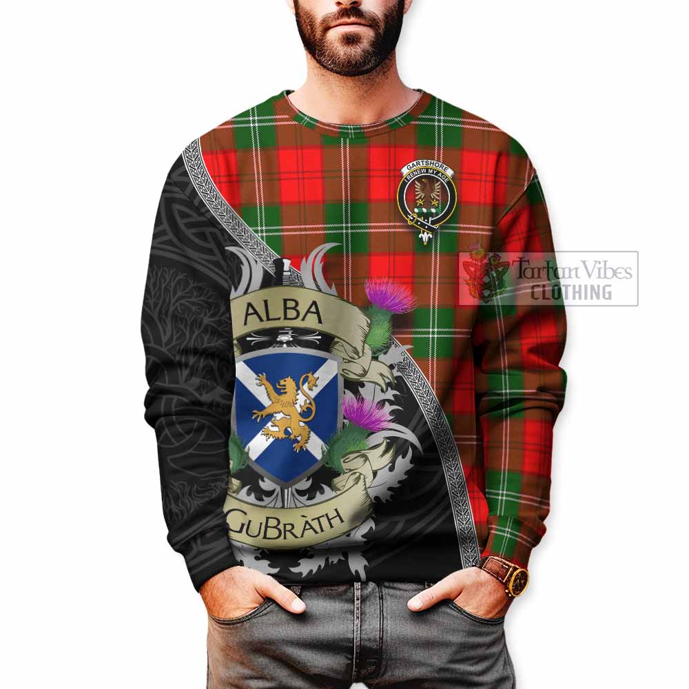 Gartshore Tartan Family Crest Sweatshirt Lion Rampant Royal Thistle Shield Celtic Inspired - Tartan Vibes Clothing
