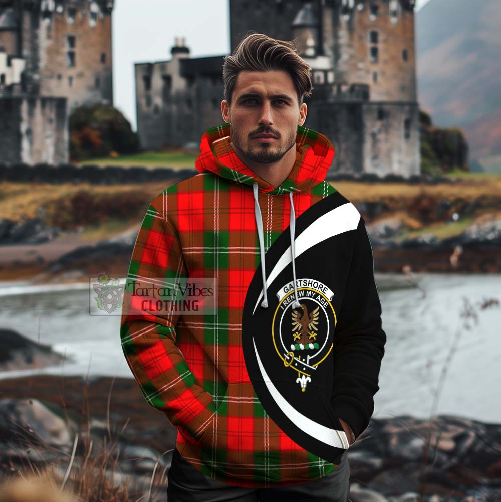 Gartshore Tartan Cotton Hoodie with Family Crest Circle Style - Tartan Vibes Clothing