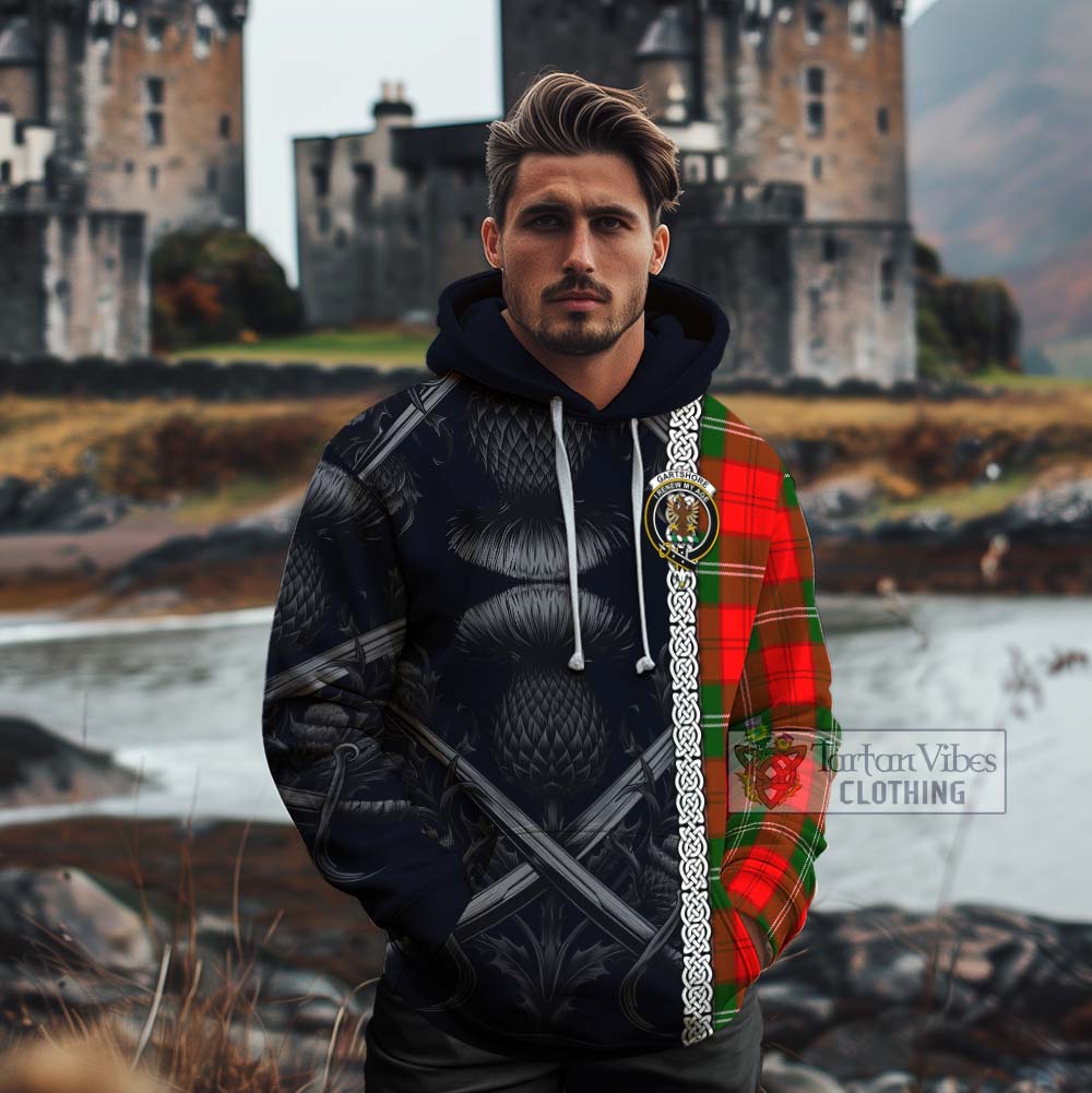 Gartshore Tartan Cotton Hoodie with Family Crest Cross Sword Thistle Celtic Vibes - Tartan Vibes Clothing