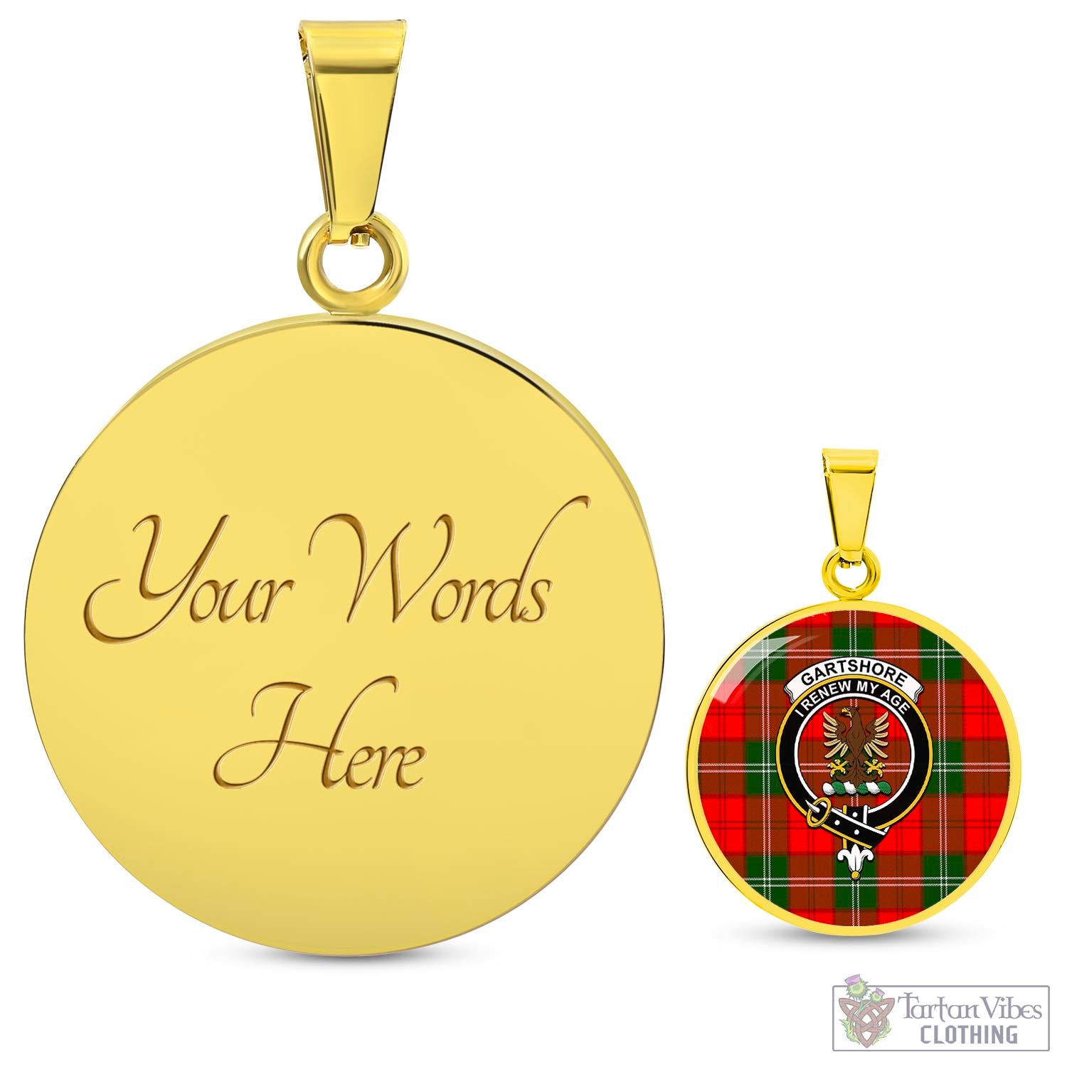 Gartshore Tartan Circle Necklace with Family Crest Luxury Necklace (Gold) Yes - Tartan Vibes Clothing