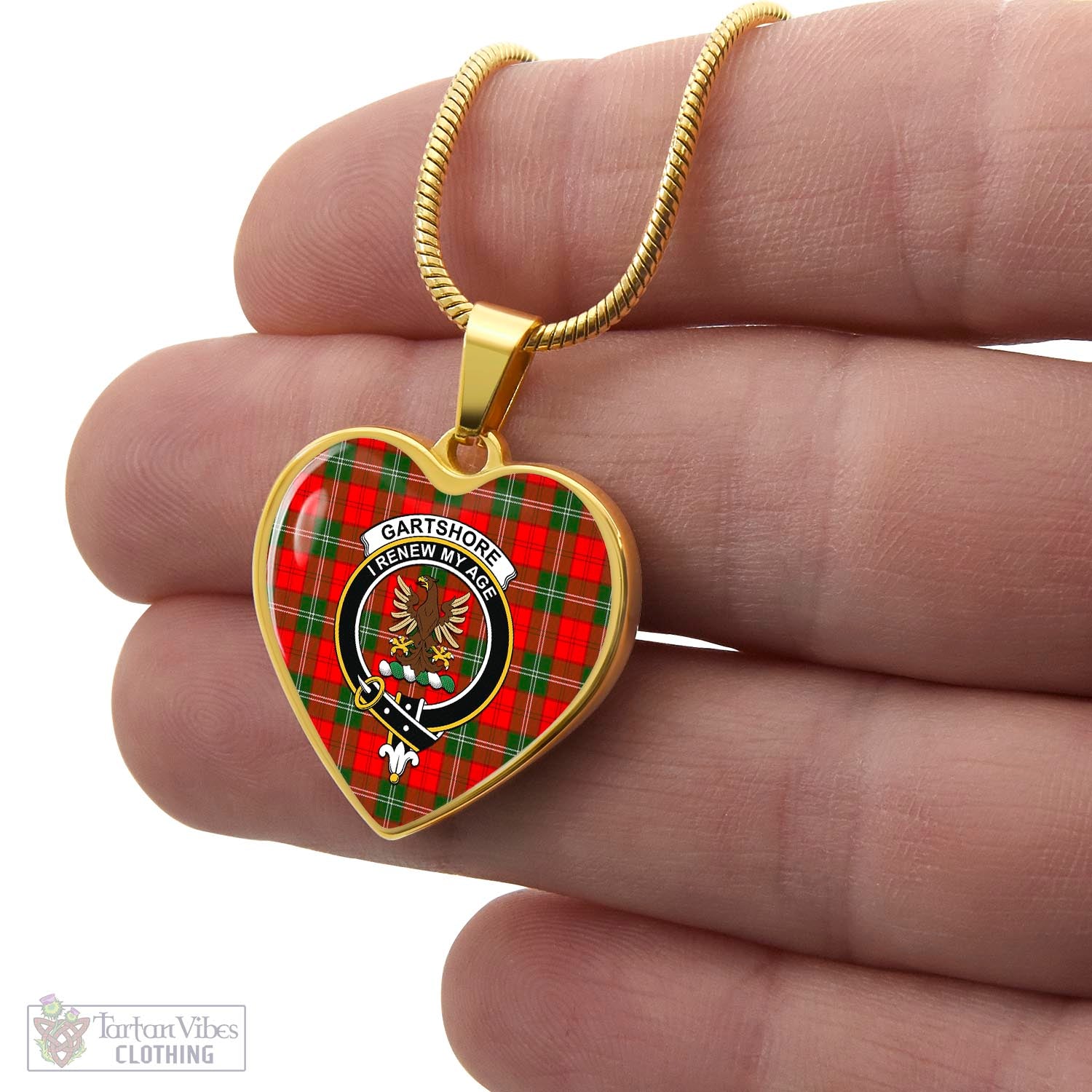 Gartshore Tartan Heart Necklace with Family Crest - Tartan Vibes Clothing