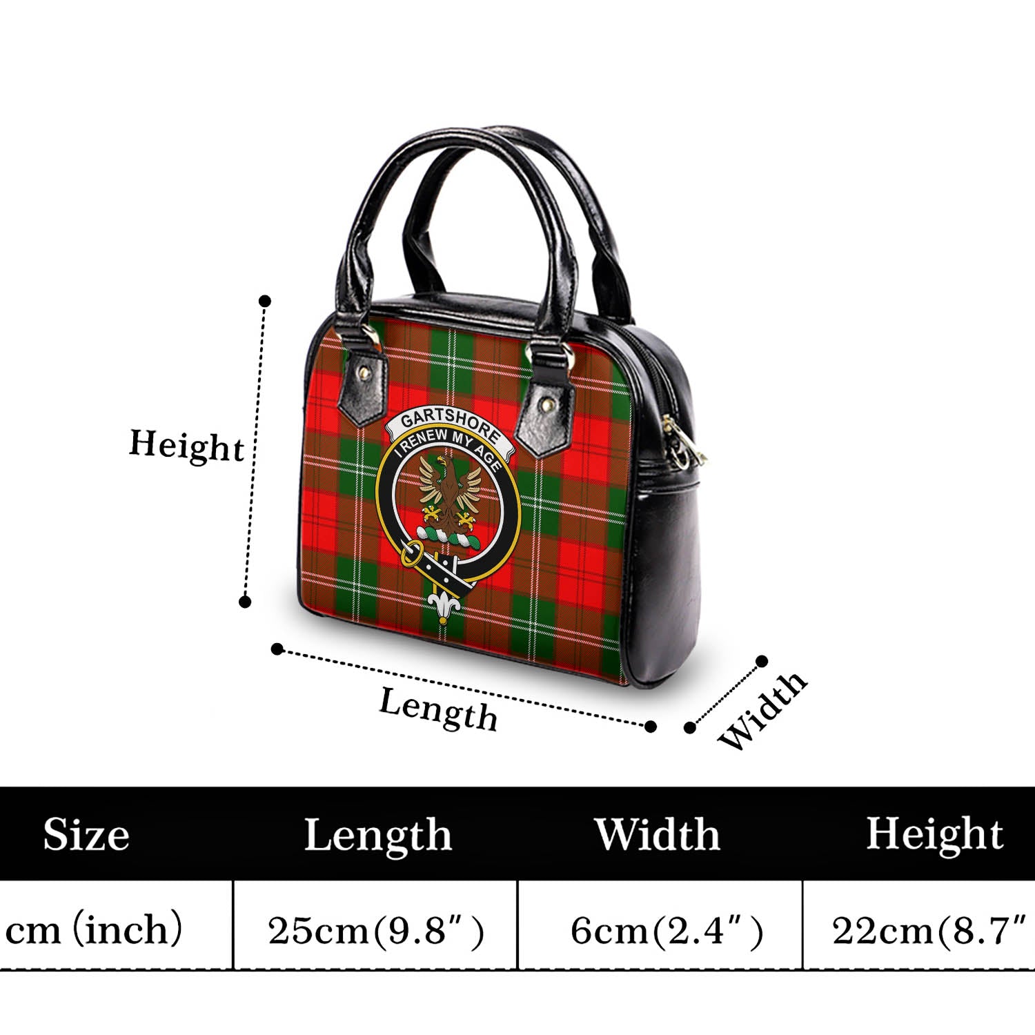 Gartshore Tartan Shoulder Handbags with Family Crest - Tartan Vibes Clothing
