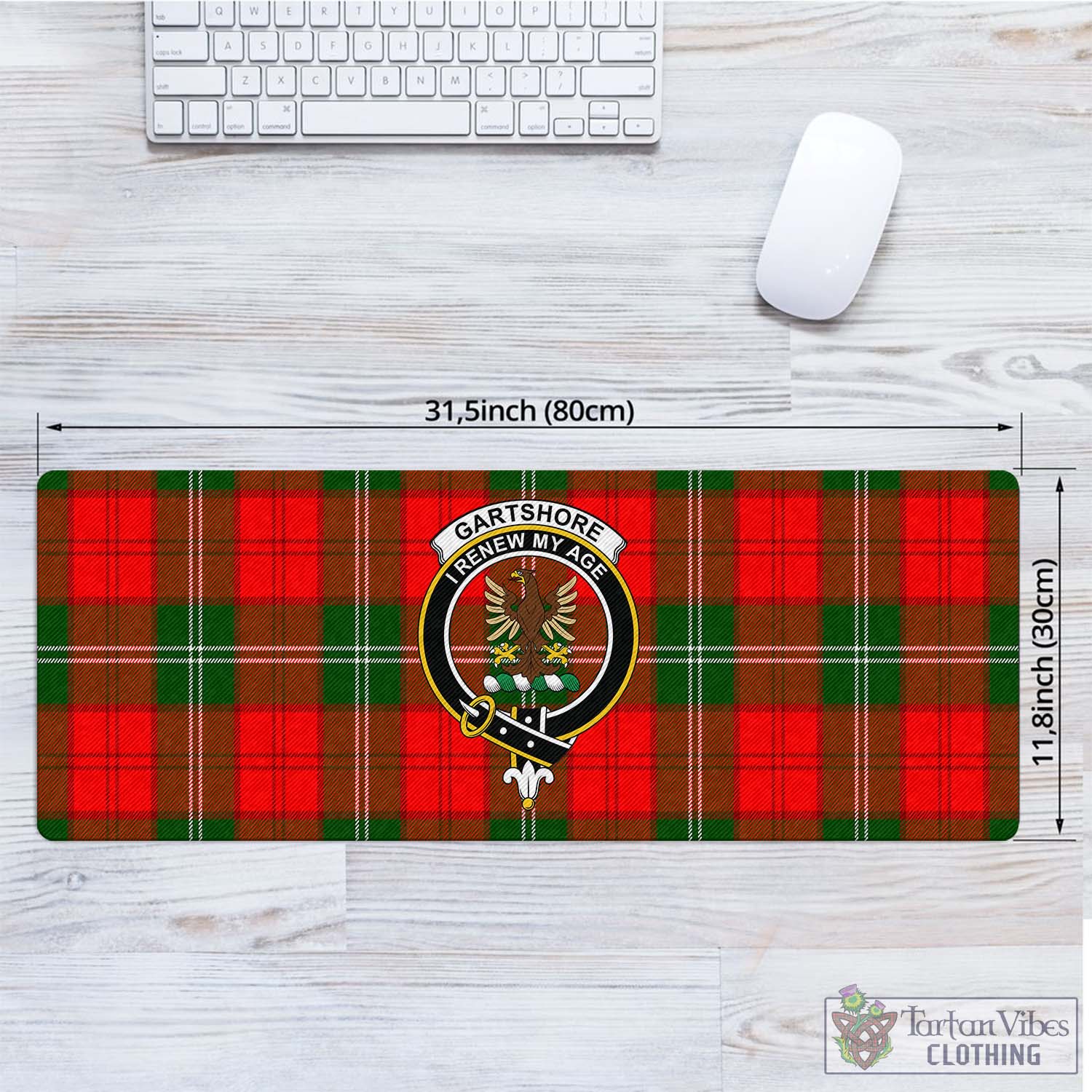 Tartan Vibes Clothing Gartshore Tartan Mouse Pad with Family Crest