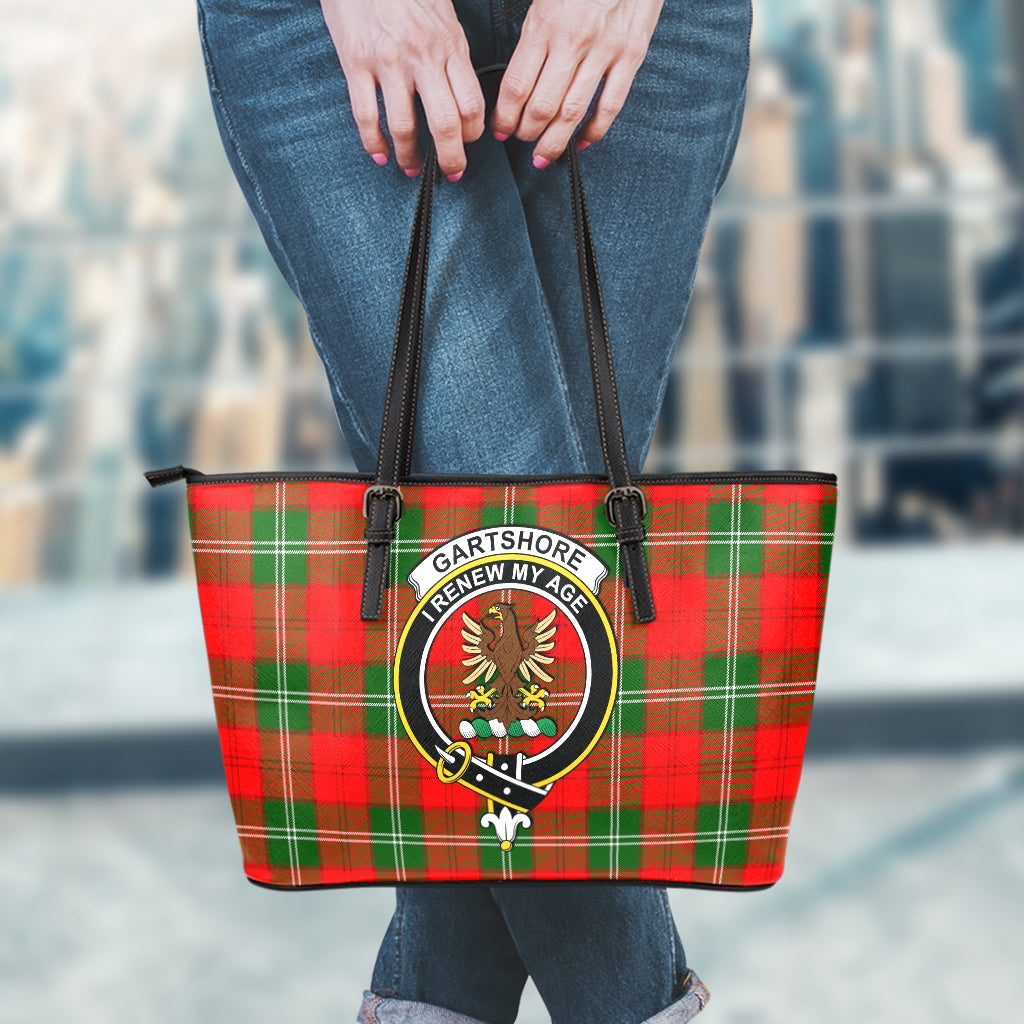Gartshore Tartan Leather Tote Bag with Family Crest - Tartan Vibes Clothing