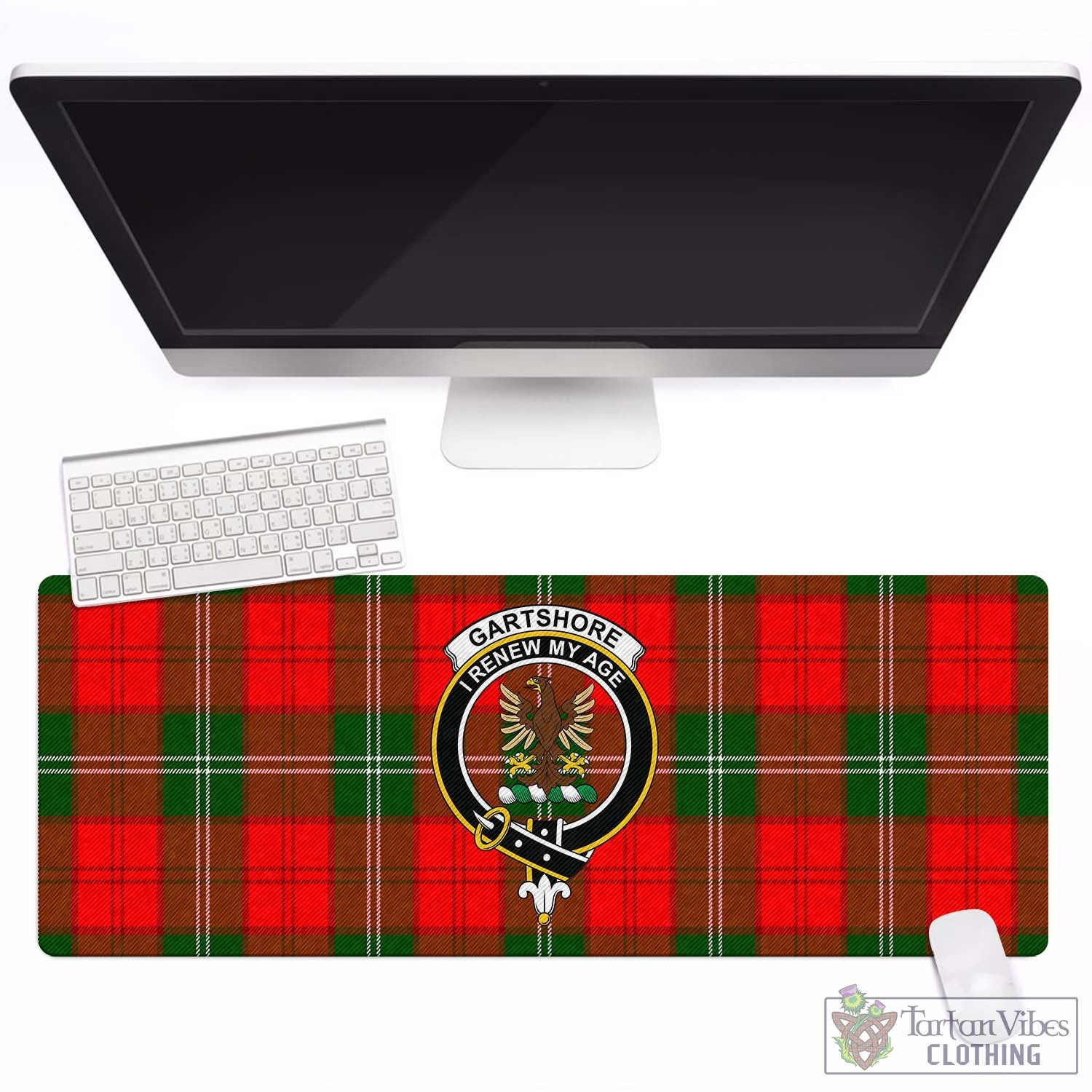 Tartan Vibes Clothing Gartshore Tartan Mouse Pad with Family Crest