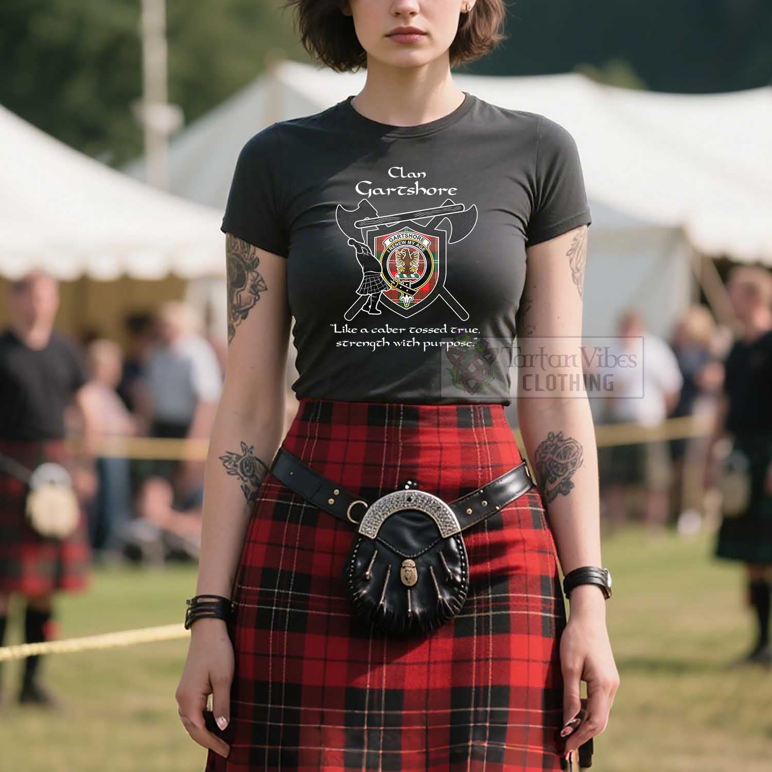 Gartshore Clan Crest Highland Game T Shirt Strength With Purpose Style - Tartan Vibes Clothing